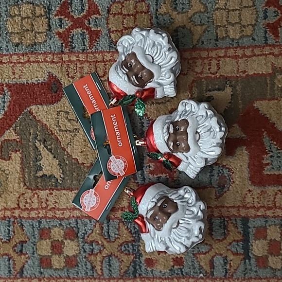 Other - NWT AFRICAN AMERICAN SANTA CLAUSE ORNAMENTS SET OF 3